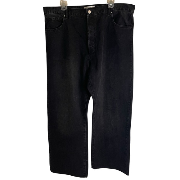 MNG Black Wide Leg Jeans Nora Style Size 16 Buttonfly retro denim MING - Picture 1 of 5